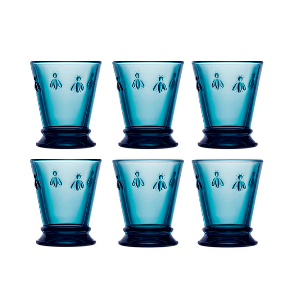 Vasos de vidrio - Set de 6pzs- Color azul - Grupo Galdiaz