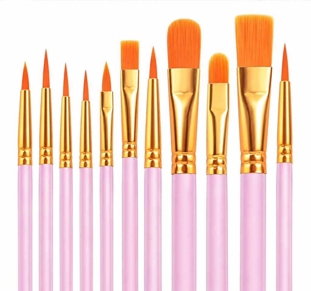 Set de 10 Pinceles Rosado – Diferentes Puntas