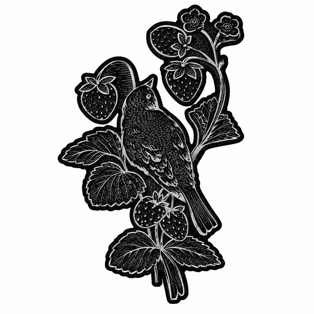 Pájaro y flores Sello de goma
