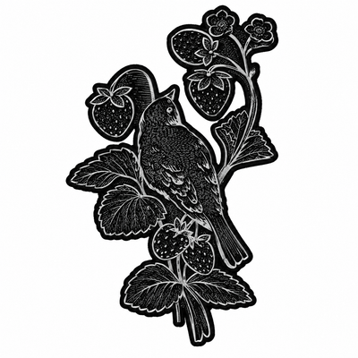 Pájaro y flores Sello de goma