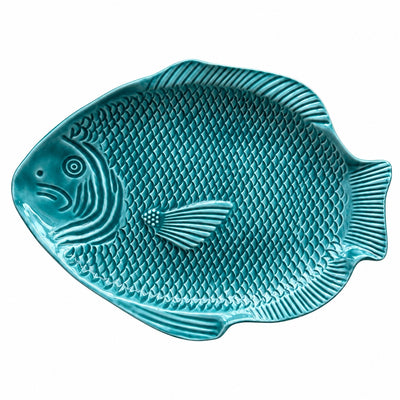 Plato Pez Esmaltado Turquesa — Colección Peces