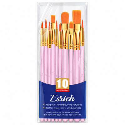 Set de 10 Pinceles Rosado – Diferentes Puntas