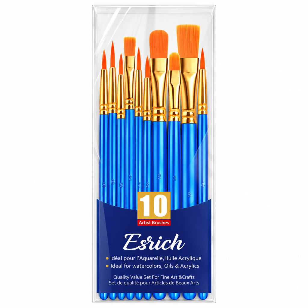 Set de 10 Pinceles Azul – Diferentes Puntas